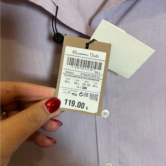 Massimo Dutti Men's Light Purple Striped Dress Shirt Size M-L NWT - Picture 2 of 5